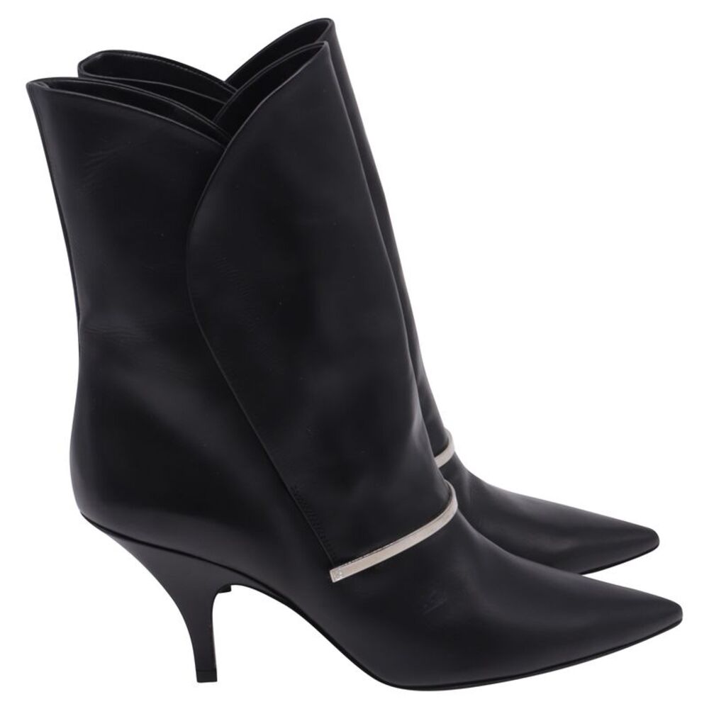 Givenchy Bar Embellished Pointed Ankle Boots in Black Leather
